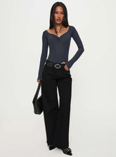 Colemane Mid Rise Wide Leg Jeans Black